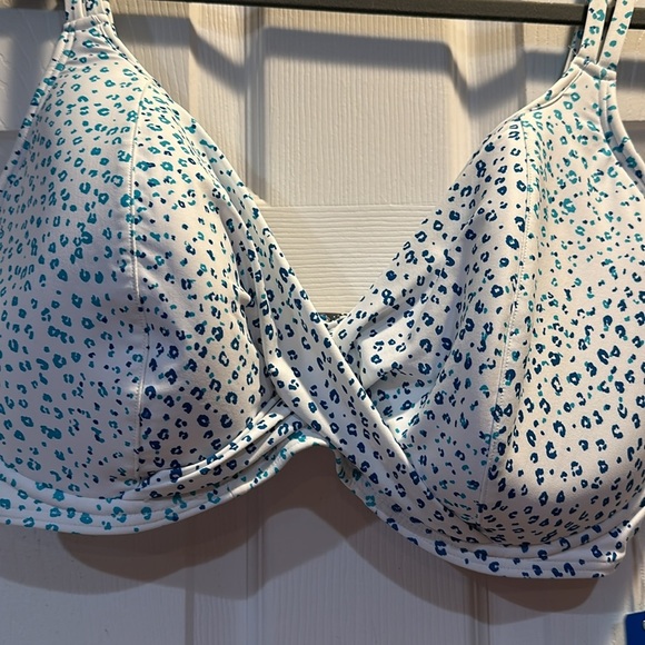 White and Blue Balconette Bikini with Nautical Dots - Picture 7 of 12
